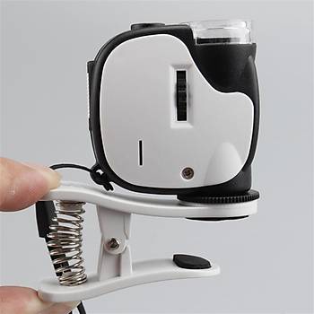 55X B�y�te� Telefon Klipsli Optik Makro Lens B�y�te� 2 LED 1 UV LED ORCA