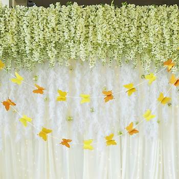 Düğün Doğum Günü Parti Dekoru Kağıt Kelebek Dizesi Degrade Sarı