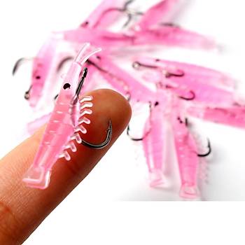 PROFISHER 20 Adet Fosforlu 3,8 cm Karides Silikon Yapay Yem 12 # İğne 