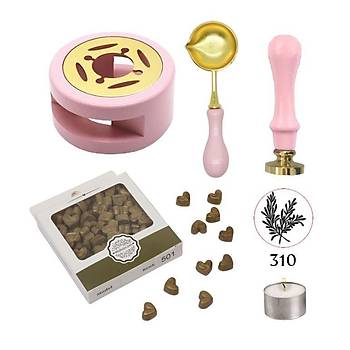 Davetiye Mum Mhr Uygulama Seti Pembe Renk 310 Botanik Desen