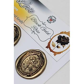  Mühürcüm Black Gold Rose 12 Adet 3D Hazır Kendinden Yapışkanlı Sticker Mühür RM2109