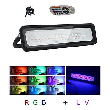 50W LED UV 395nm + RGB Projektör Kürleme Işık Parti Ambiyans IP66 