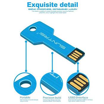 32 GB USB 2.0 Flash Sürücü Metal Anahtar Şeklinde Su Geçirmez Suntrsi