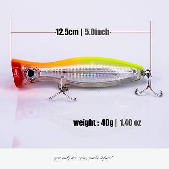 PROFISHER Ton Akya Sert Popper Yapay Yem 40 gr 12,5 cm Blue