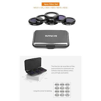 DJI Mavic 2 Zoom Lens Filtre 6 lı Set MCUV PL ND4 ND8 ND16 ND32