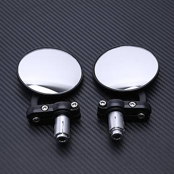 Motosiklet Yan Dikiz Ayna Set Alüminyum Siyah 22mm Gidon Bar Sonu 