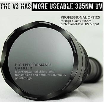 45W 365nm Blacklight El Feneri  ZWB2 UV Filtreli Lens Uzun Menzil