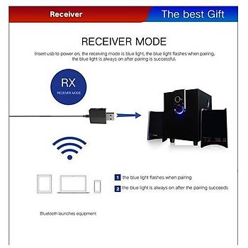 Bluetooth V5.0 Verici Alıcı Aux 3.5mm Hifi Stereo Ses Müzik Adaptörü A2DP AVRCP
