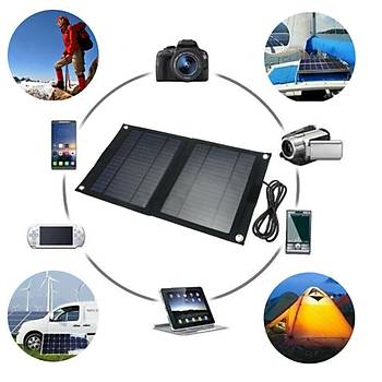25W Monokristal Gne Paneli Portatif Katlanr USB Mobil arj Su Geirmez 