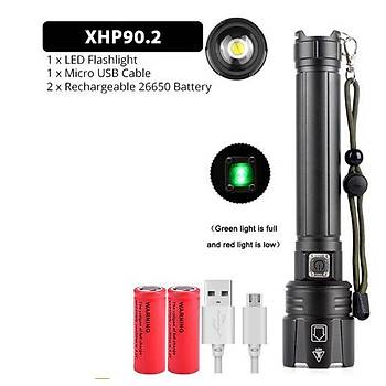 Atom El feneri Sper Parlak XHP 90.2 Led USB arjl Zoom 2*26650 