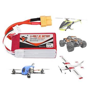 11.1V 1200mAh 3S 25C Lipo Pil RC Yarış Dron Heli Model Uçak Araba