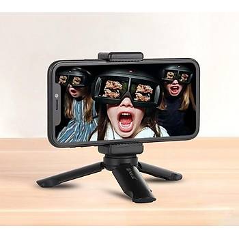 Telefon Tutucu ve Stand Mini Katlan�r Tripod + Mobil Klip