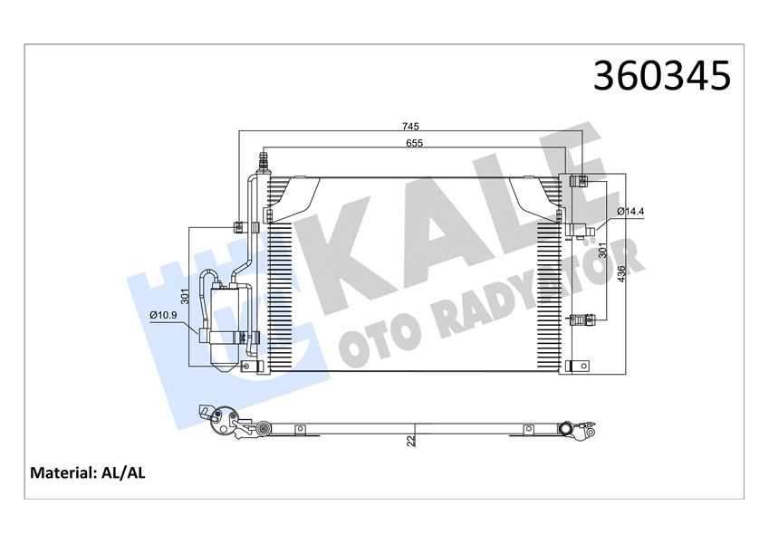 S60 V70 XC70 S80 -2005 Klima Radyatörü