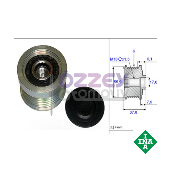 S80 V70 XC90 S60 XC70 Alternatör Şarj Rulmanı (Alternatör Kasnağı) 5 Silindir için