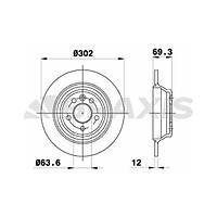 S80 V70 XC70 Disk Arka Manuel El Freni iin (302 mm)