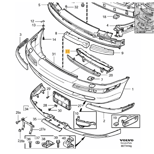 S40 V40 2001-2004 �n Tampon ��indeki Radyat�r Hava K�lavuzu