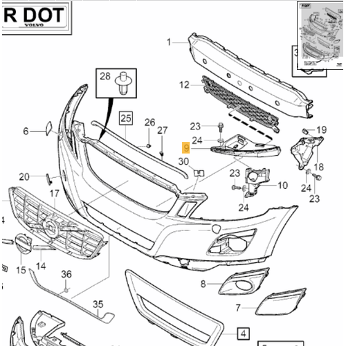 XC60 �n Tampon Far Braketi Sa� 2009-2013