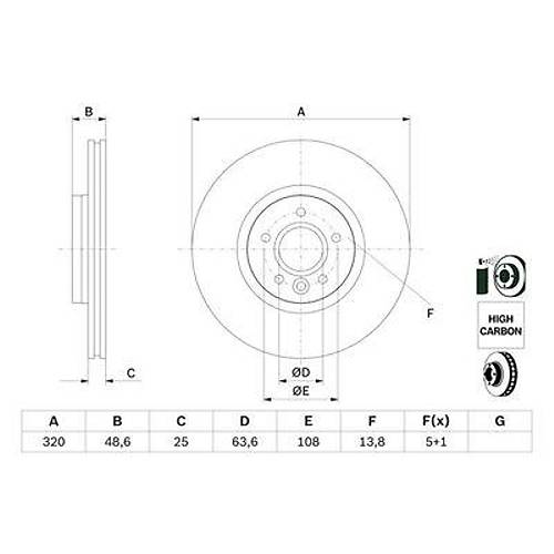 S40 V50 C70 06- V40 2013- �n Fren Diski 16,5 �n�