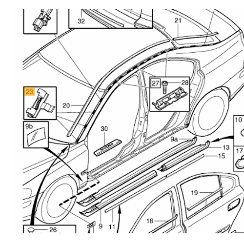 S60 (-2009), V70 P26, XC70 (2001-2007) Klips Tavan ��tas�
