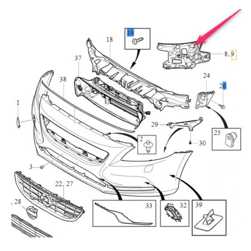 V40 Tampon Braketi �n Sol 2013-
