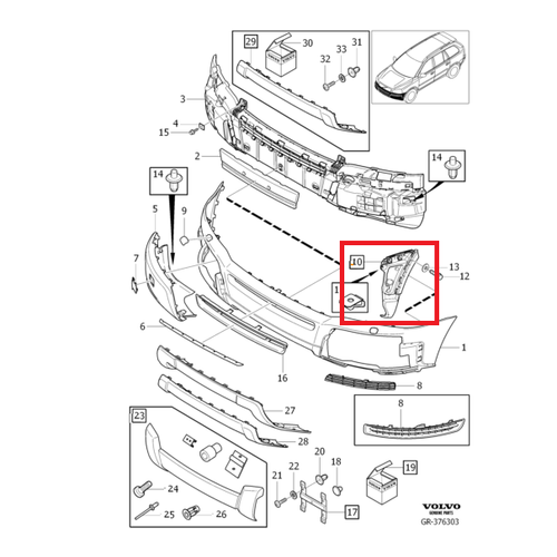 XC90 �n Tampon Braketi Sol 2007-2014