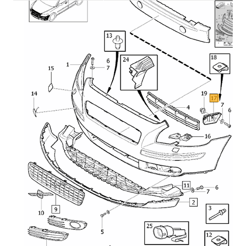 S40 V50 �n Tampon Yan Braketi Sol 2005-2012