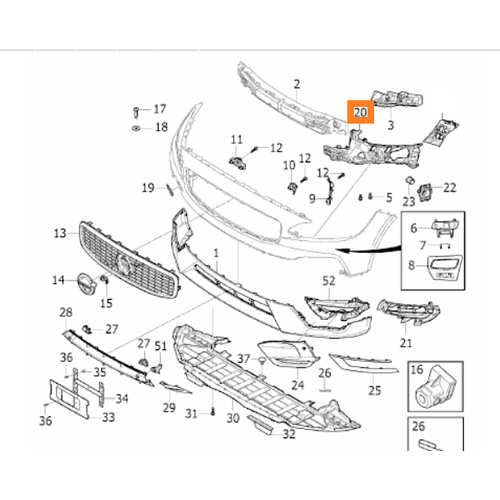 S90 V90 �n Tampon Far Braketi Sol 2017-2020
