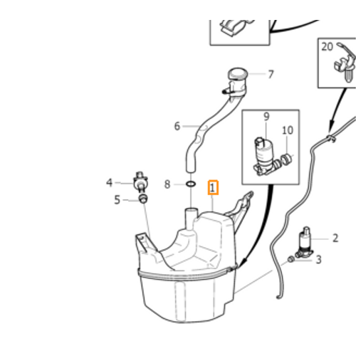 S60 V60 Cam Suyu Deposu 2011- (Far Y�kama Sistemli Ara�lar ��in)