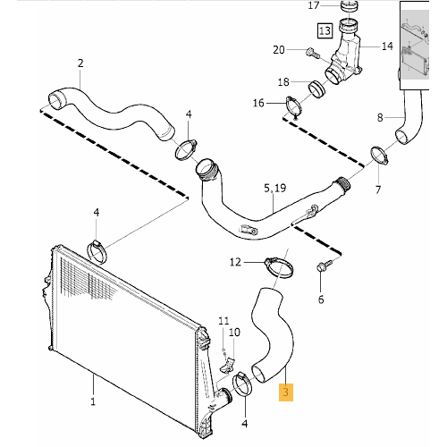 XC90 2003-2014 TURBO(INTERCOOLER) HORTUMU SOL TARAF S�L�KONLU T�P