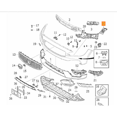 S90 V90 Tampon Braketi �n Sol 2017-2020