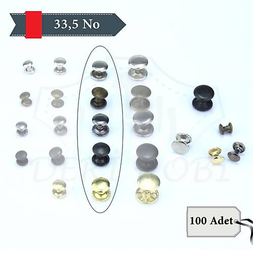 ift Kapak 33,5 No Perin - 100 Takm - Ayak Boy:  8-10 mm - Deri Hobi