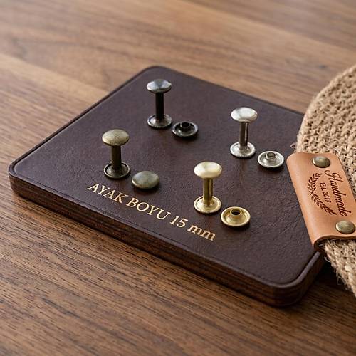 �ift Kapak 33,5 No Per�in/Rivet- 100 Tak�m - Ayak Boy: 15 mm - Deri Hobi