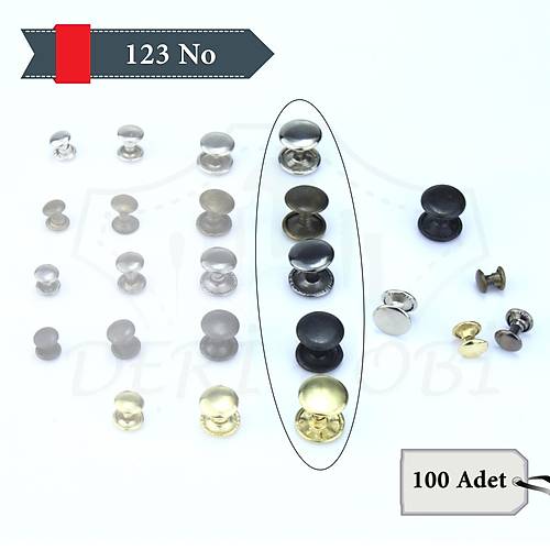ift Kapak 123 No Perin/Rivet - 100 Takm - Deri Hobi