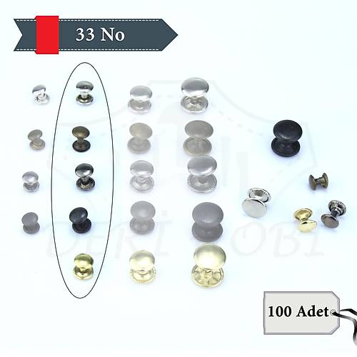 ift Kapak 33 No Perin/Rivet - 100 Takm - Deri Hobi