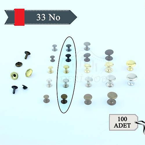 33 No Perin/Rivet - 100 Takm - Deri Hobi