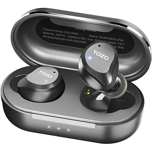 TOZO NC9 Pro  Ip-X7 Suya Dayanıklı 4 Mikrofon Derin Bass Özellikli ANC Aktif Gürültü Engelleyici Kulakiçi Kablosuz 5.3 Bluetooth Kulaklık