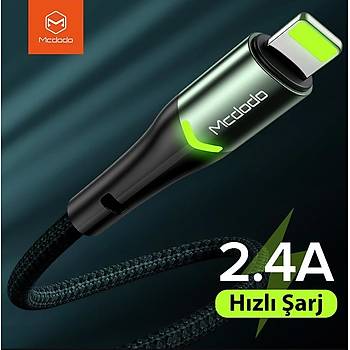 Mcdodo CA-7841 iPhone Lightining Şarj Kablosu Switch Led 1.2M Yeşil 2A