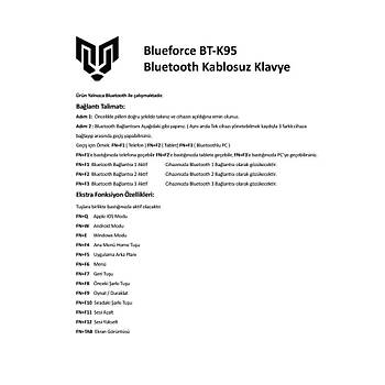 Blueforce Bt-k95 Bluetooth v5.0 ios Android Uyumlu Kablosuz Klavye Pem