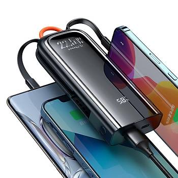 Mcdodo MC-1161 22.5W 10.000mAh Kablolu Dijital Gstergeli Powerbank Siyah