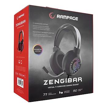 Rampage RM-K44 Zengibar 7.1  RGB Gaming Mikrofonlu Oyuncu Kulakl