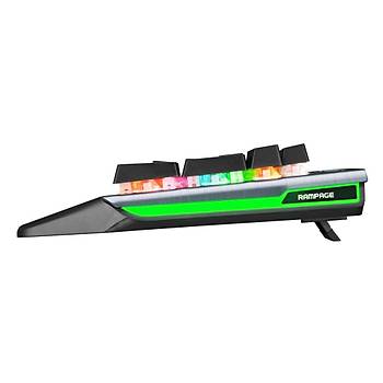 Rampage KB-R58 Bulwark Gri USB Rainbow Ledli Red Switch Su Soutma Efektli Mekanik Gaming Klavye