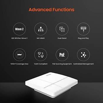 Tenda i24 AC1200Mbps Dual Band Tavan Tipi Gigabit POE Enj.