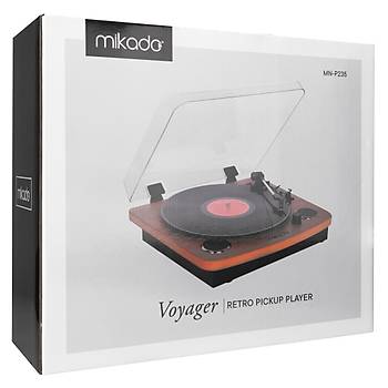 Mikado MN-P235 Voyager Retro Ahşap Pikap Plak Çalar Bluetooth-Usb-SD Kart
