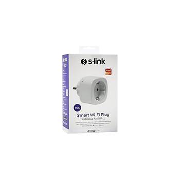 S-Link Swapp SL-05 16A Akm Korumal Akll Priz 2.4 Ghz Wifi TUYA Destekli Google Asistan,Alexa Siri Uyumlu