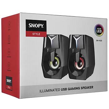 Snopy SN-X22 Style 2.0 USB LED Ikl Gaming Hoparlr