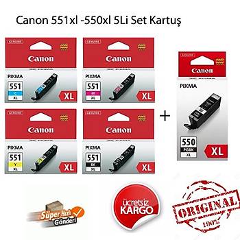 Canon CLI-551XL Bk-C-M-Y 550XL 5li Kartuþ Seti