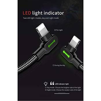 Mcdodo Ca-4671 Lightining 90Derece ift ynl ledli rg Kablo 1.2M 2A