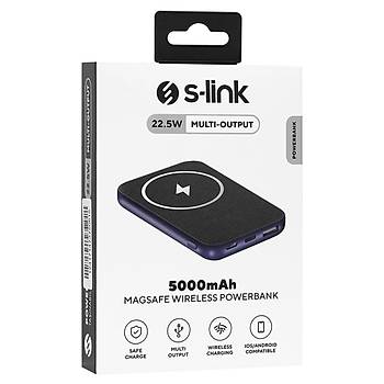 S-Link P50 5000mAh Kablosuz Taşınabilir Şarj Cihazı Powerbank Mavi
