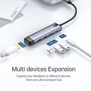 Mcdodo HU-7750 5in1 Type-C to Hdmi+USB+Pd Hub Çoklayıcı Adaptör