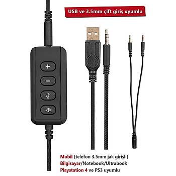Rampage RM-K89 Fighter Usb+3.5mm 7.1 Mobil Uyumlu Gaming Oyuncu Kulaklk